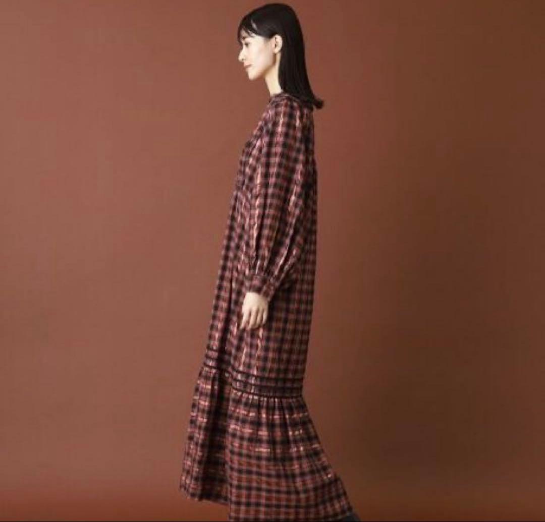Sara mallika /サラマリカコットンチェックシャーリングドレス　S