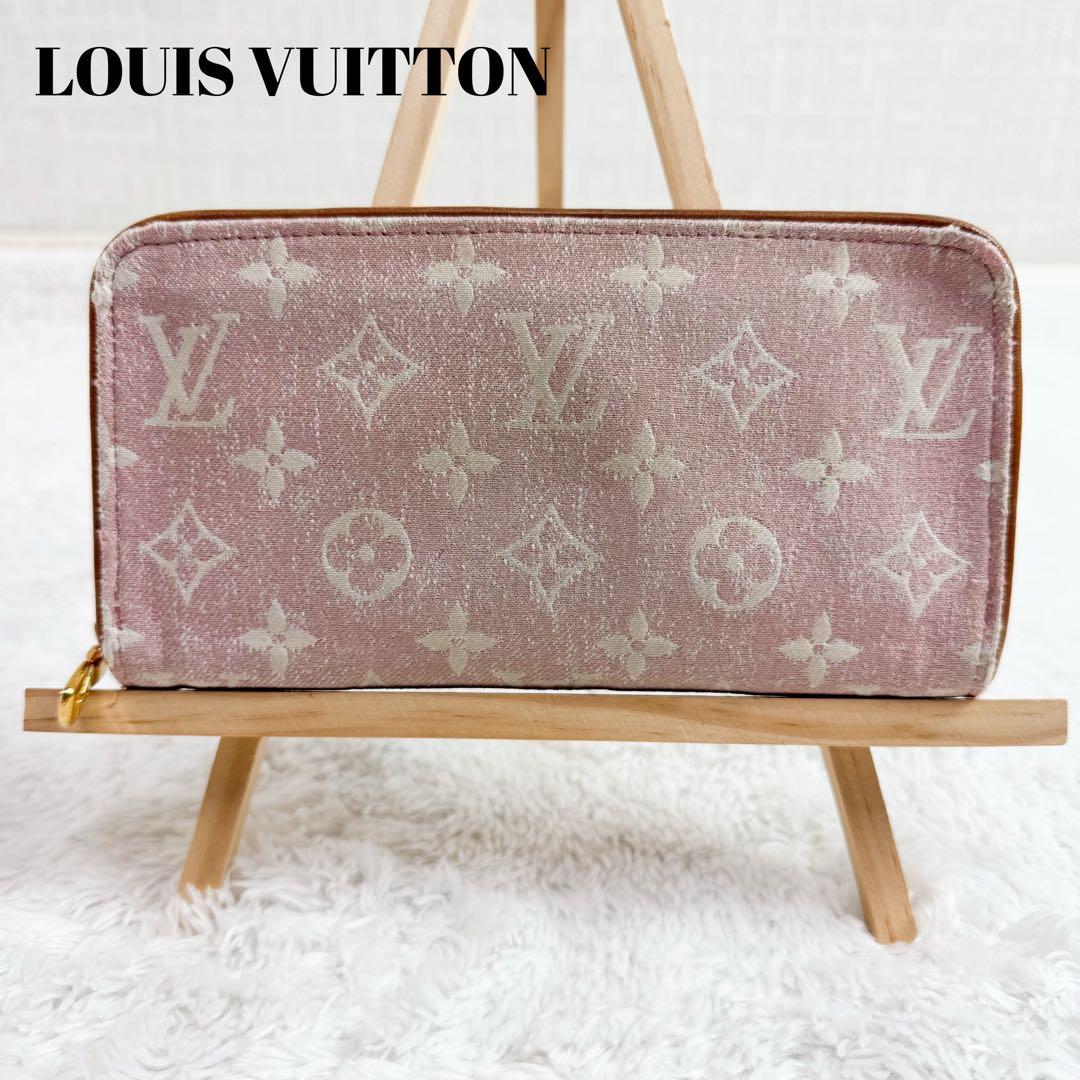 ルイヴィトン ジッピーウォレット モノグラム デニム ジャガード ピンク