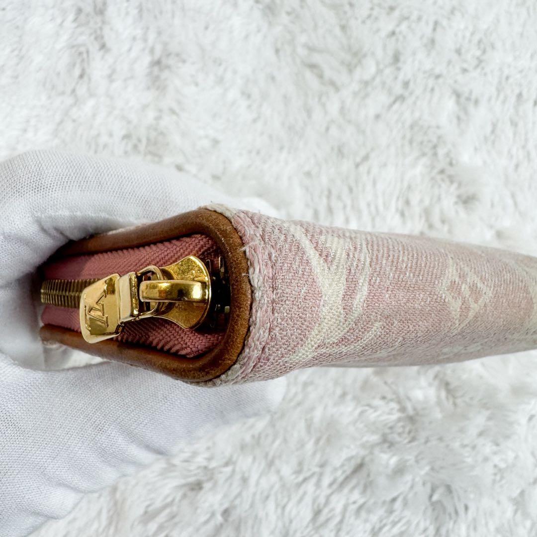 ルイヴィトン ジッピーウォレット モノグラム デニム ジャガード ピンク