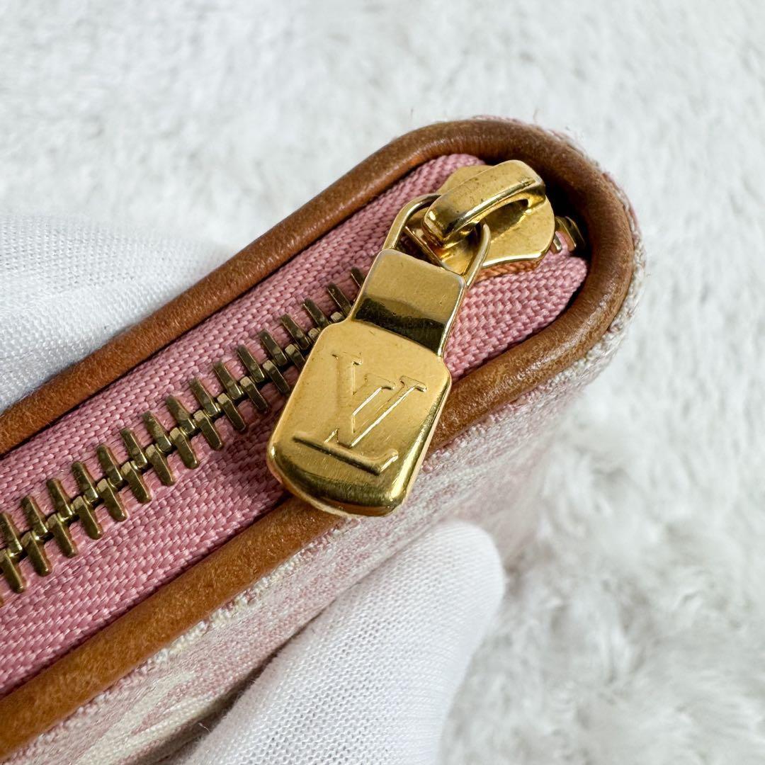 ルイヴィトン ジッピーウォレット モノグラム デニム ジャガード ピンク
