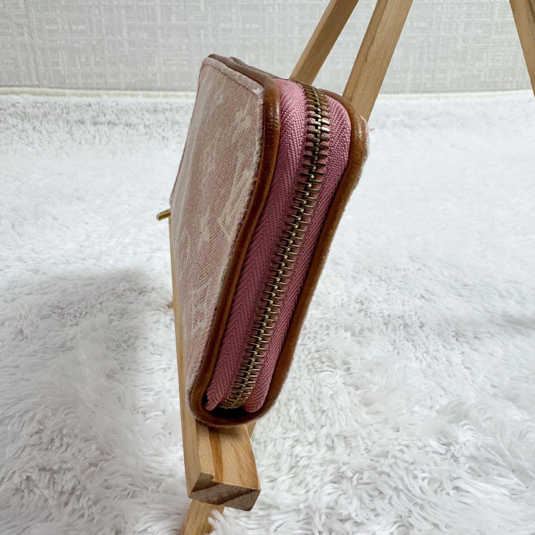 ルイヴィトン ジッピーウォレット モノグラム デニム ジャガード ピンク