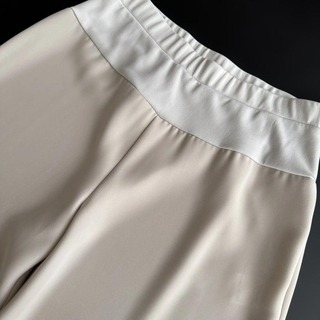 BEARDSLEY ビアズリー ウエストリブ パンツ オフホワイト ワイドパンツ