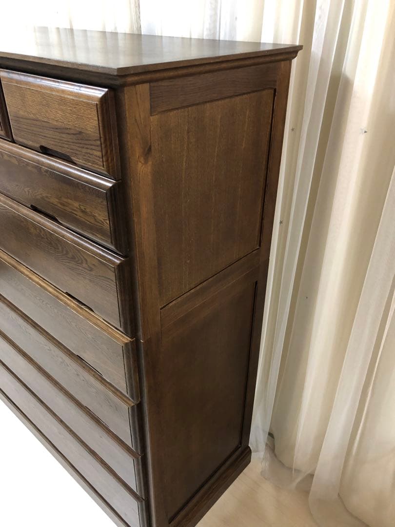 起立木工　ポーラ　ナラ天然木高品質7段チェスト