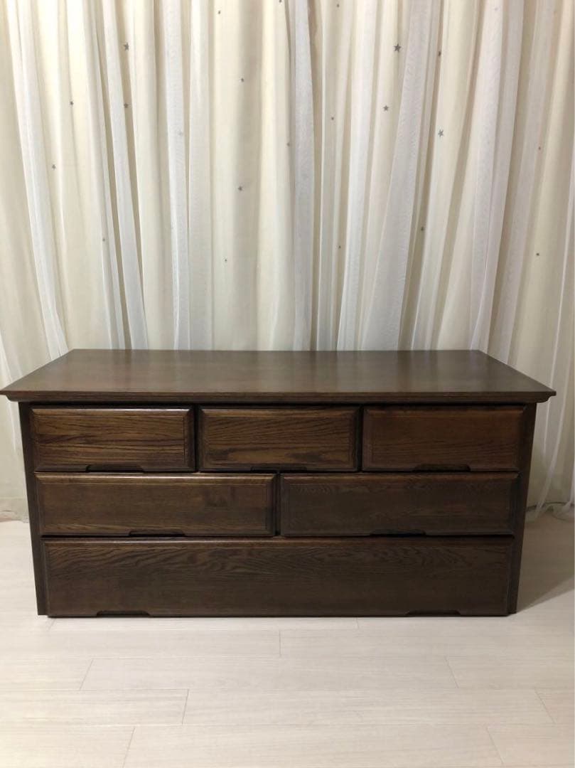 起立木工　ポーラ　ナラ天然木高品質7段チェスト