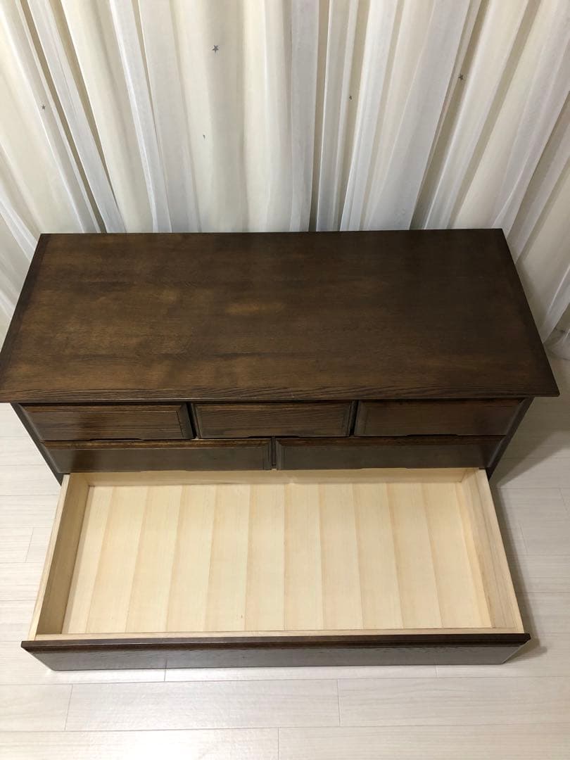 起立木工　ポーラ　ナラ天然木高品質7段チェスト