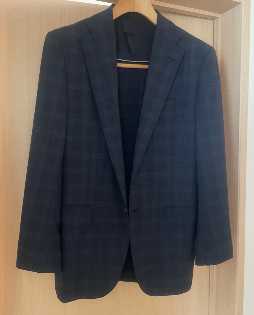 SHIPS ネイビー チェック柄スーツ上下 サイズ 46《美品》