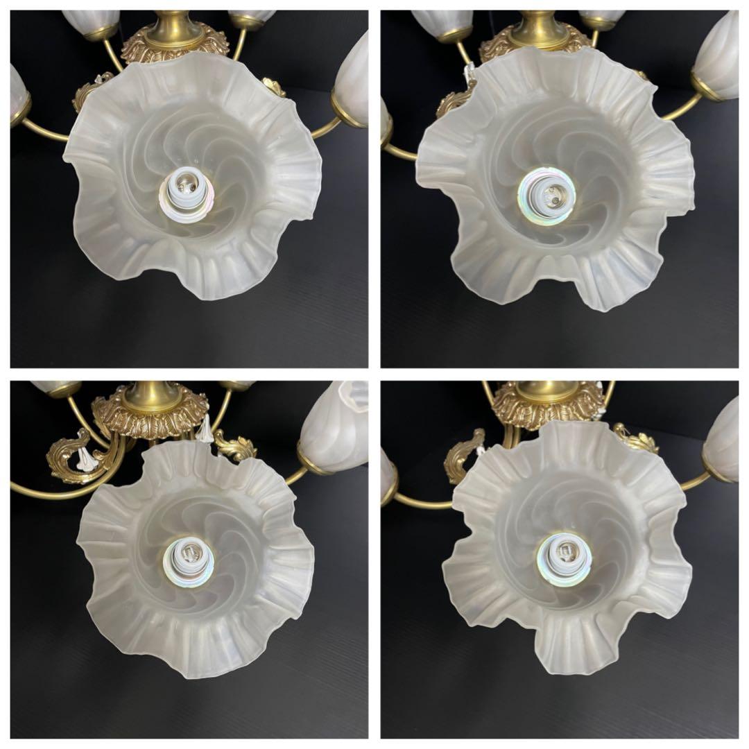 【存在感抜群！】ヤマギワ 5灯 シャンデリア 陶器 ガラス クラシカルデザイン