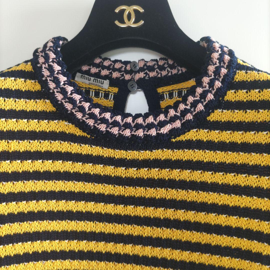 MIU MIU 　ミュウミュウ　ニットワンピース　半袖　ボーダー　ストライプ