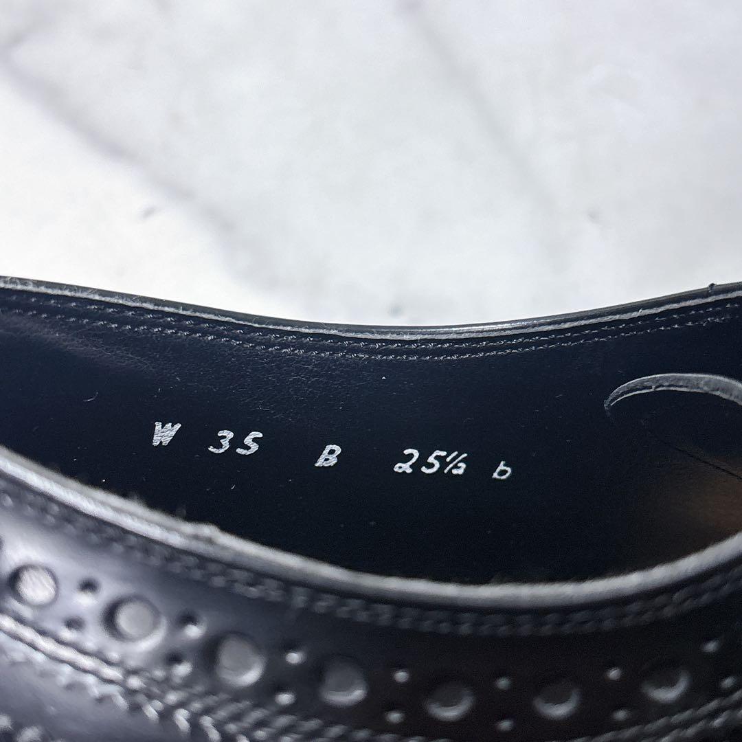 極美品 リーガル レザーシューズ W35B ウィングチップ 厚底 メダリオン 黒