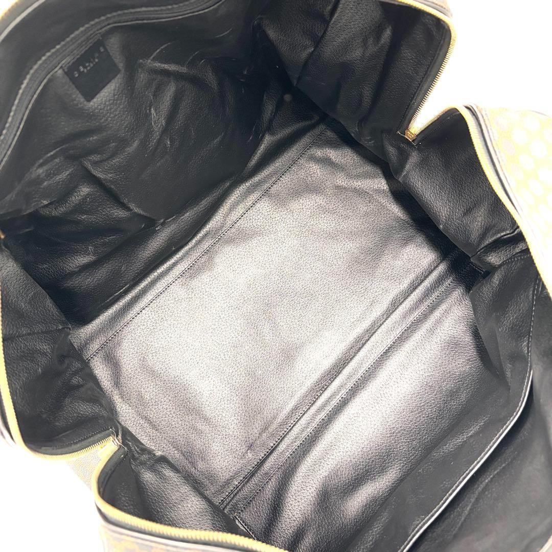 【美品】セリーヌ ボストンバッグ 黒マカダム トリオンフ 大容量 黒 ブラウン