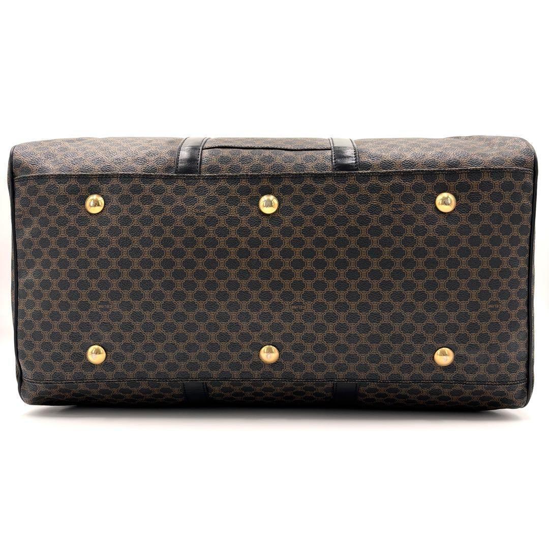 【美品】セリーヌ ボストンバッグ 黒マカダム トリオンフ 大容量 黒 ブラウン