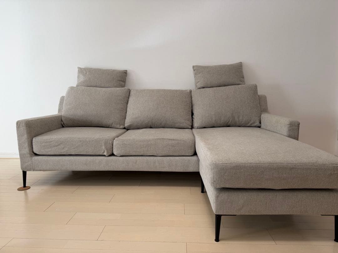 定価30万円超／国内メーカー製 L字型ファブリックソファ（グレー）