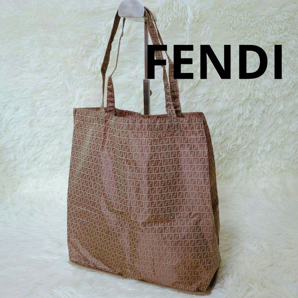 FENDI ズッカ柄 エコバッグ ナイロン ブラウン