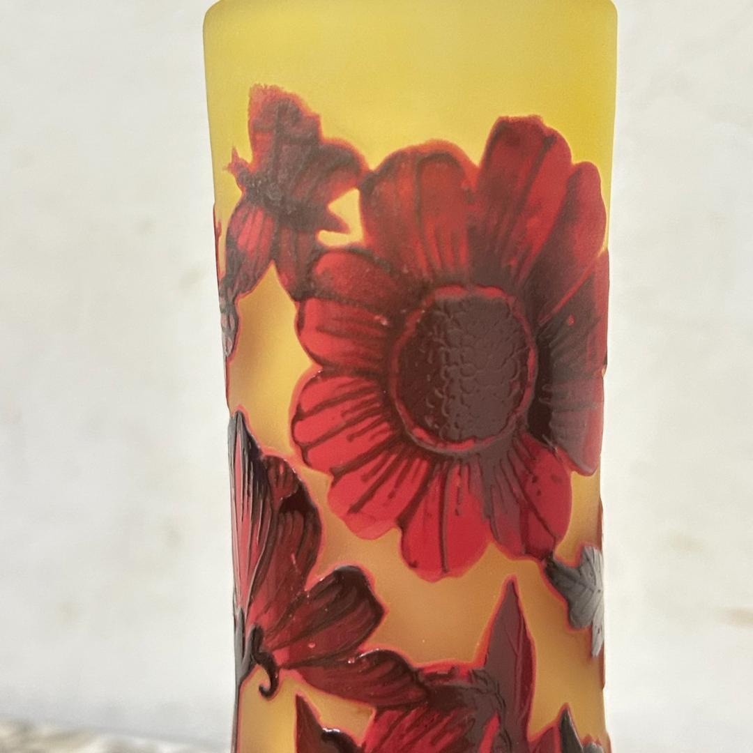 【証明書】　エミールガレ 　花瓶　カメオ彫り　被せガラス　高さ19cm