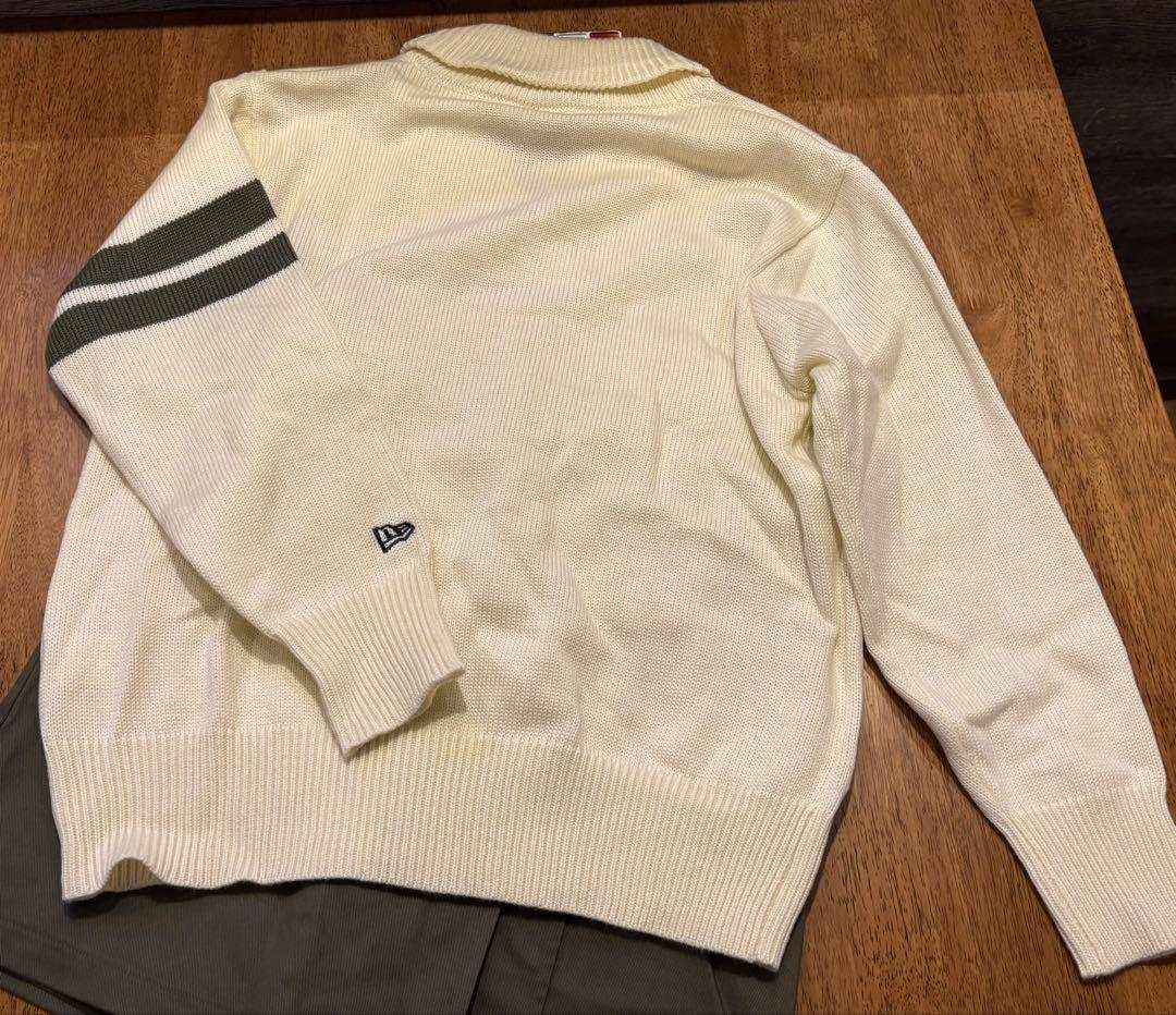 NEW ERA レディースM オフホワイト ショールカラー ニット セーター