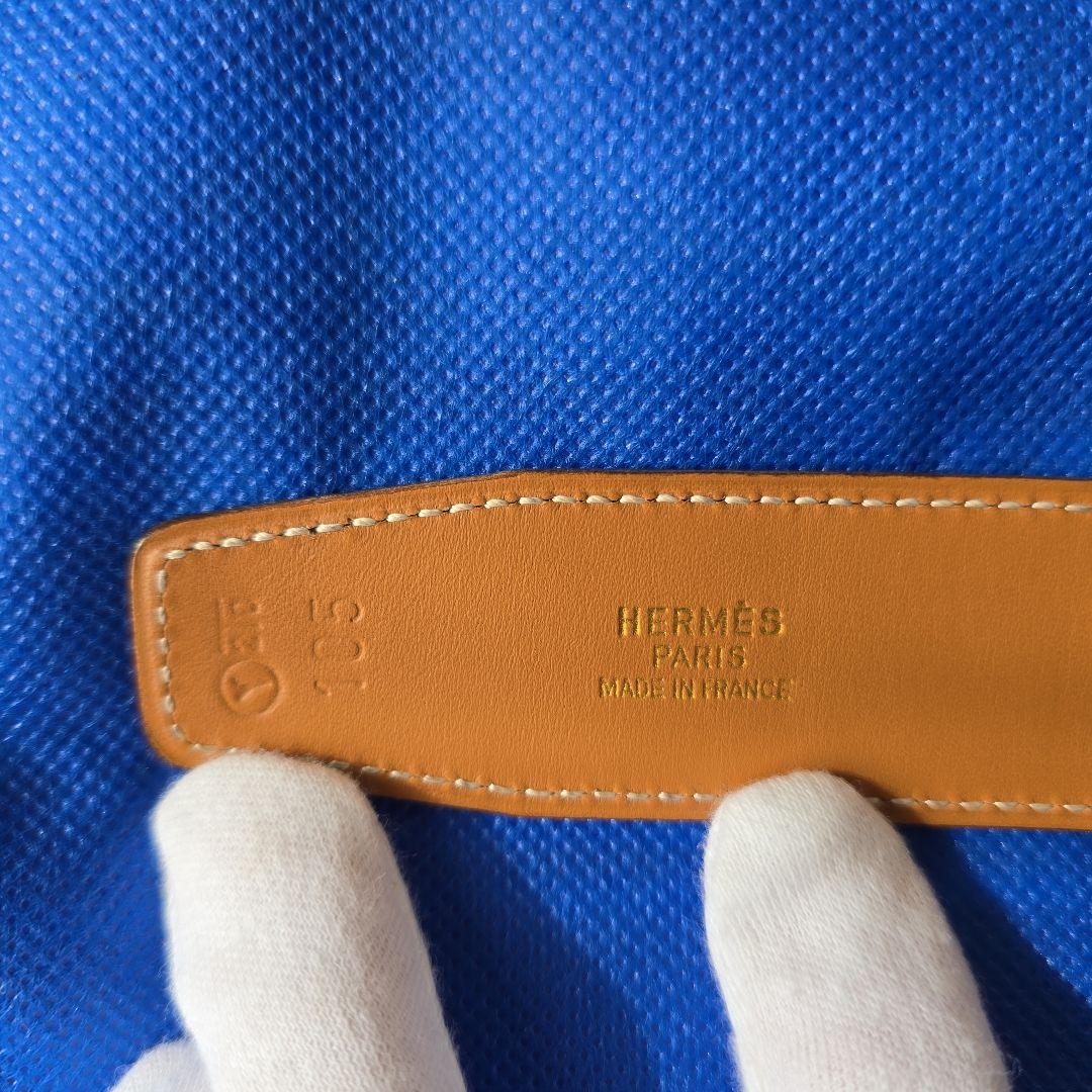 HERMÈS Hベルト ボックスカーフ 黒×キャメル