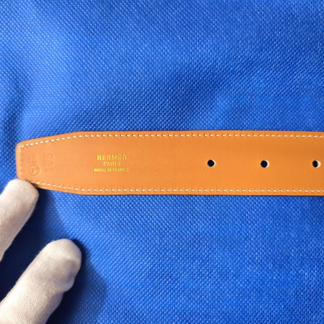 HERMÈS Hベルト ボックスカーフ 黒×キャメル