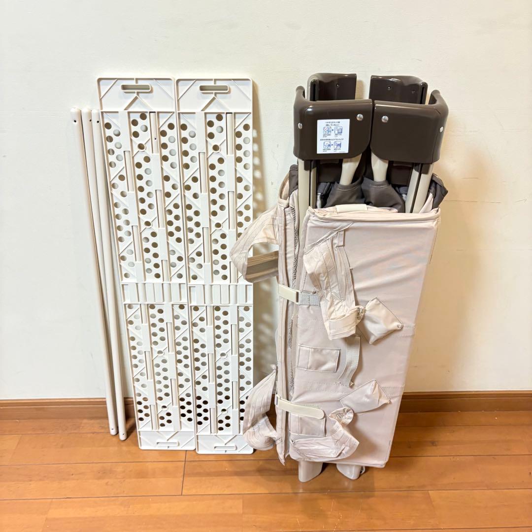 【美品・匿名配送】アップリカ ココネルエアー ベビーベッド ココア