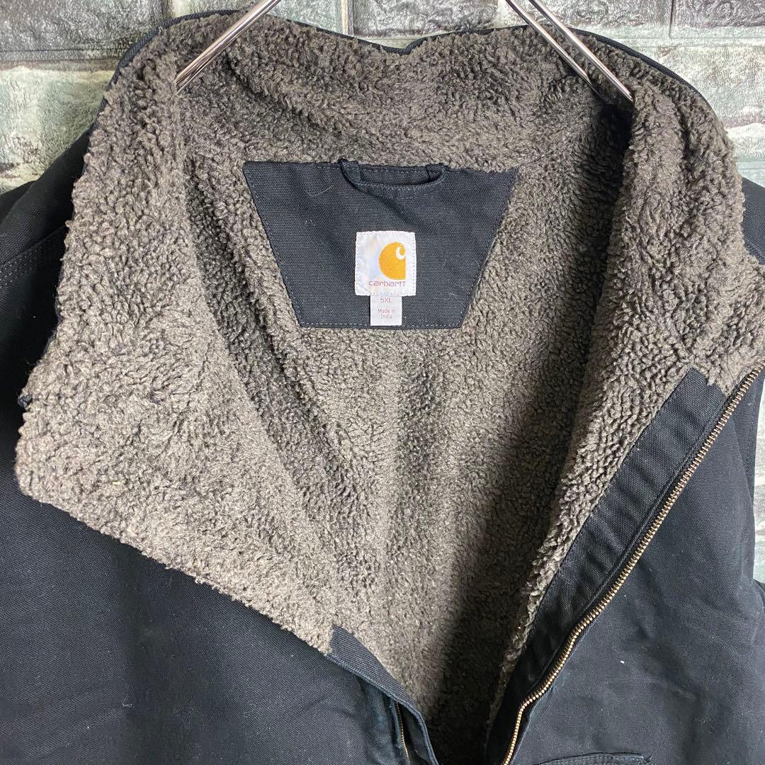 カーハート☆ダックベスト 裏ボア ブラック 黒 ビッグシルエット 古着 gw8