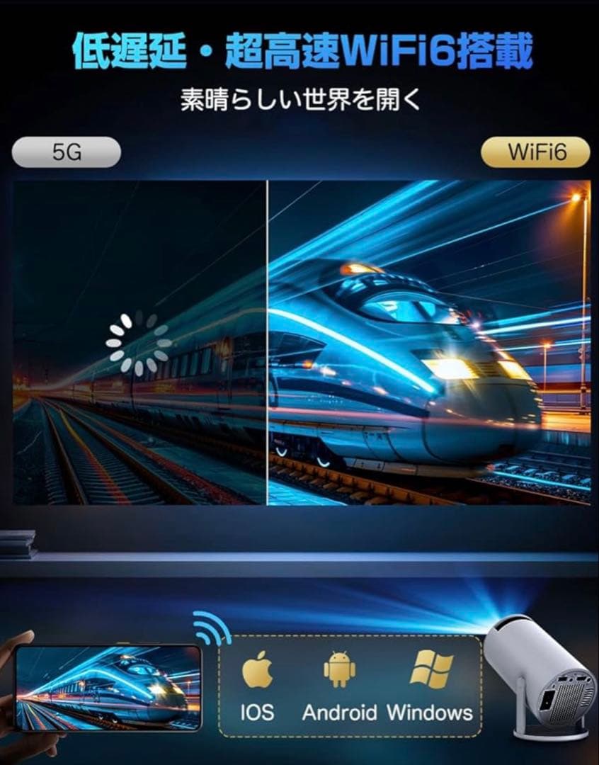 プロジェクター家庭用 超小型【Android TV搭載・270°回転】1080P