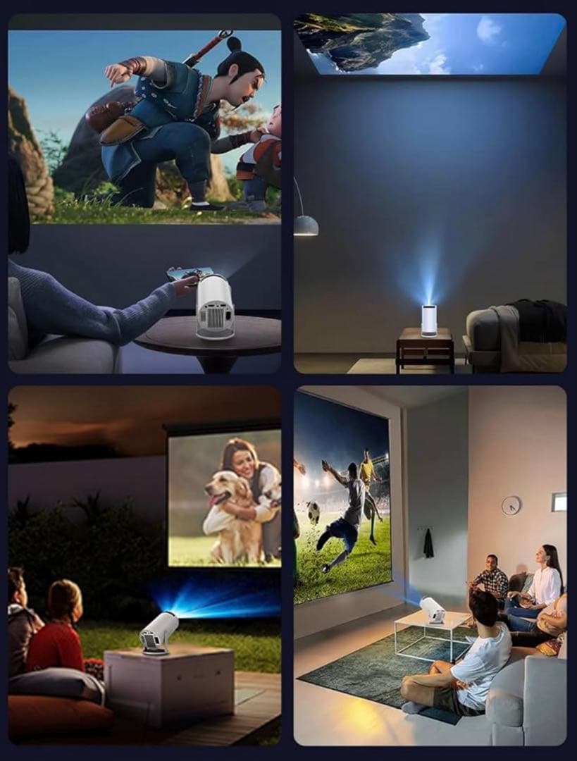 プロジェクター家庭用 超小型【Android TV搭載・270°回転】1080P