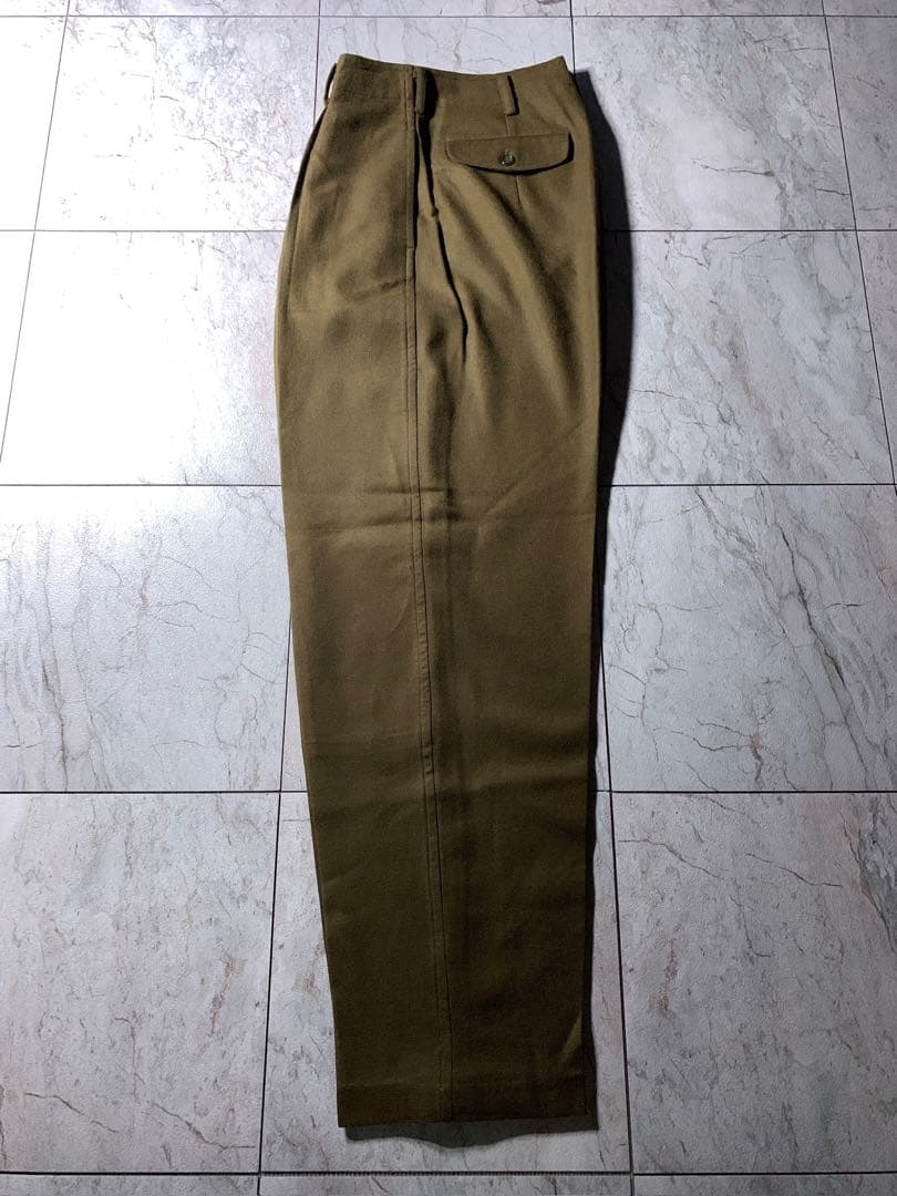80s〜 HAI イッセイミヤケ タック ウール ワイドスラックス カーキ 美品