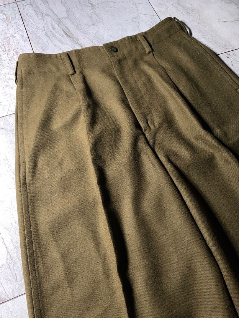 80s〜 HAI イッセイミヤケ タック ウール ワイドスラックス カーキ 美品