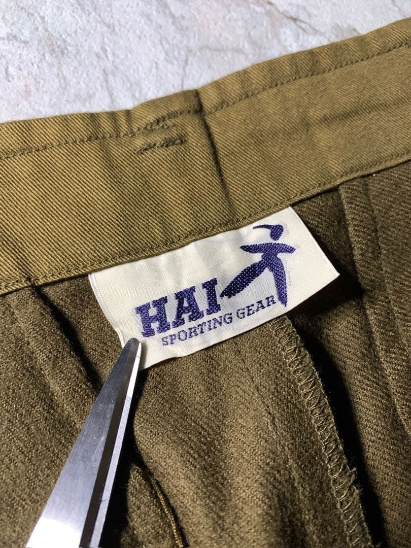 80s〜 HAI イッセイミヤケ タック ウール ワイドスラックス カーキ 美品