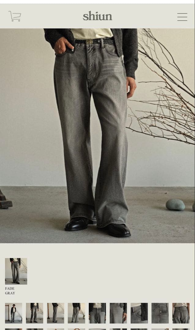 shiun シウン　FLARE SLUB DENIM PANTS