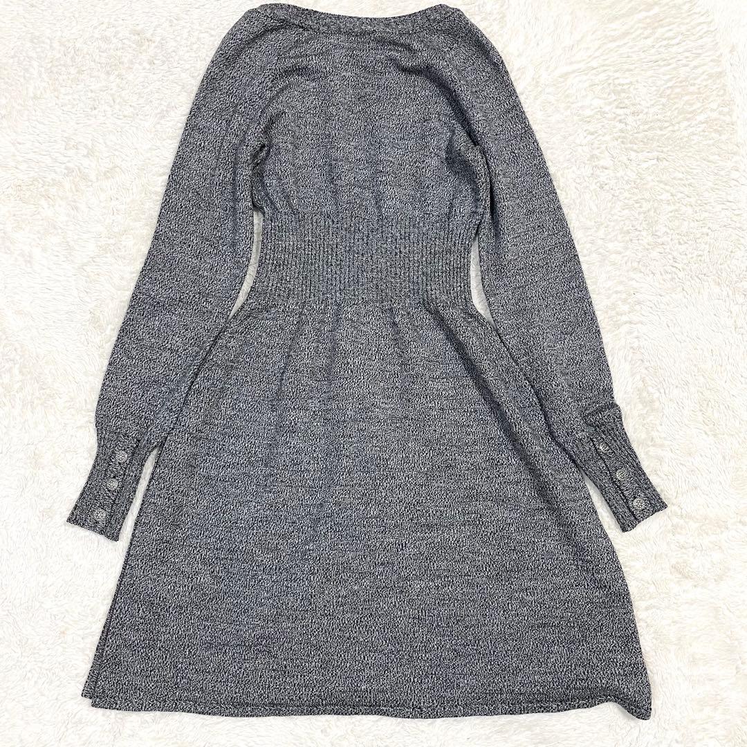 CHANEL シャネル ココボタン ウール ニット ワンピース グレー 36