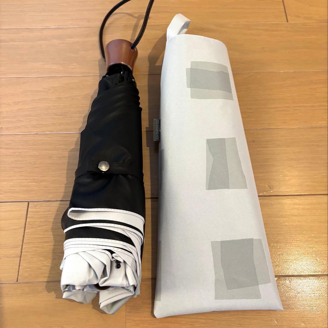 サンバリア100 3段折りたたみ傘　人気キューブ柄　グレー色