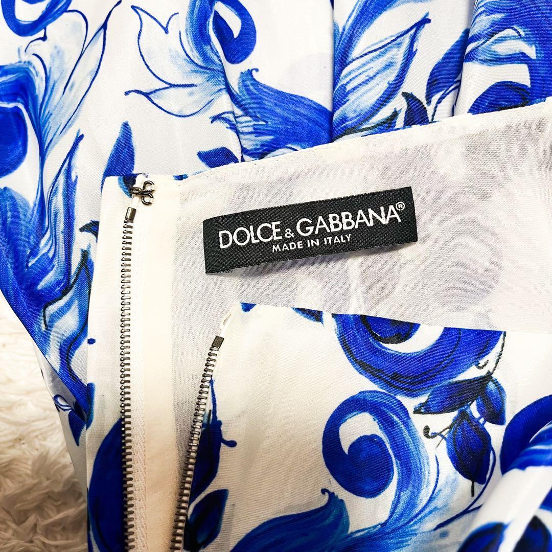 タグ付 近年 ドルチェ&ガッパーナ マジョリカ ワンピース ブルー シルク40