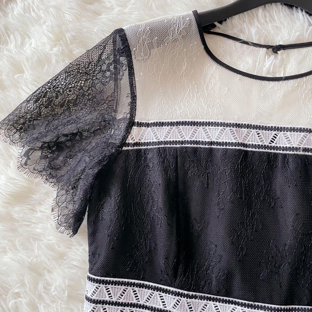 美品 グレースコンチネンタル ロング丈 ワンピース 総レース ドレス 刺繍 黒