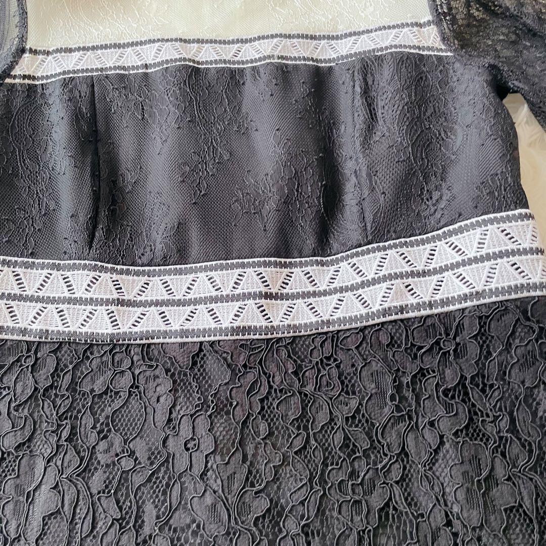 美品 グレースコンチネンタル ロング丈 ワンピース 総レース ドレス 刺繍 黒