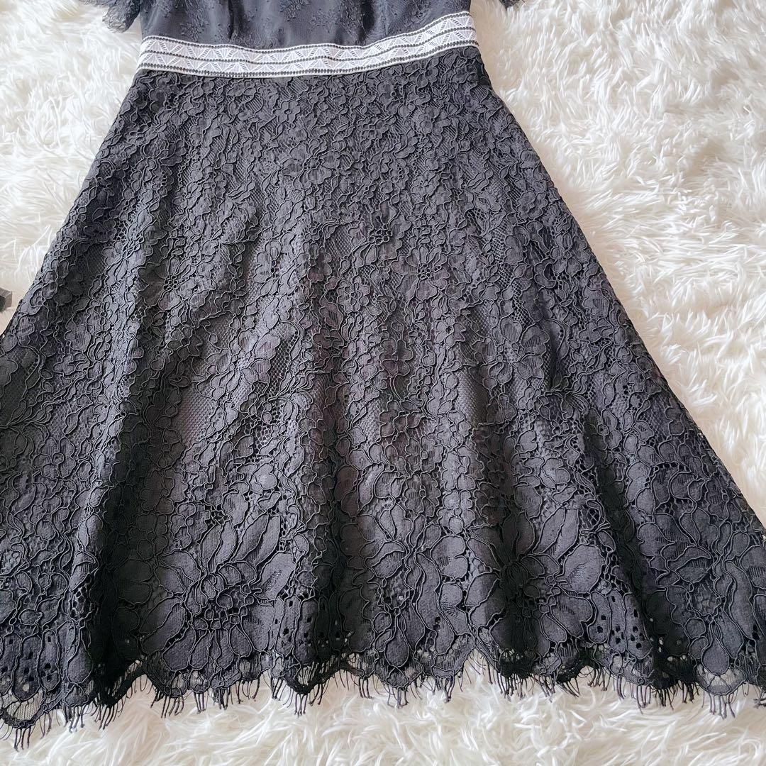 美品 グレースコンチネンタル ロング丈 ワンピース 総レース ドレス 刺繍 黒