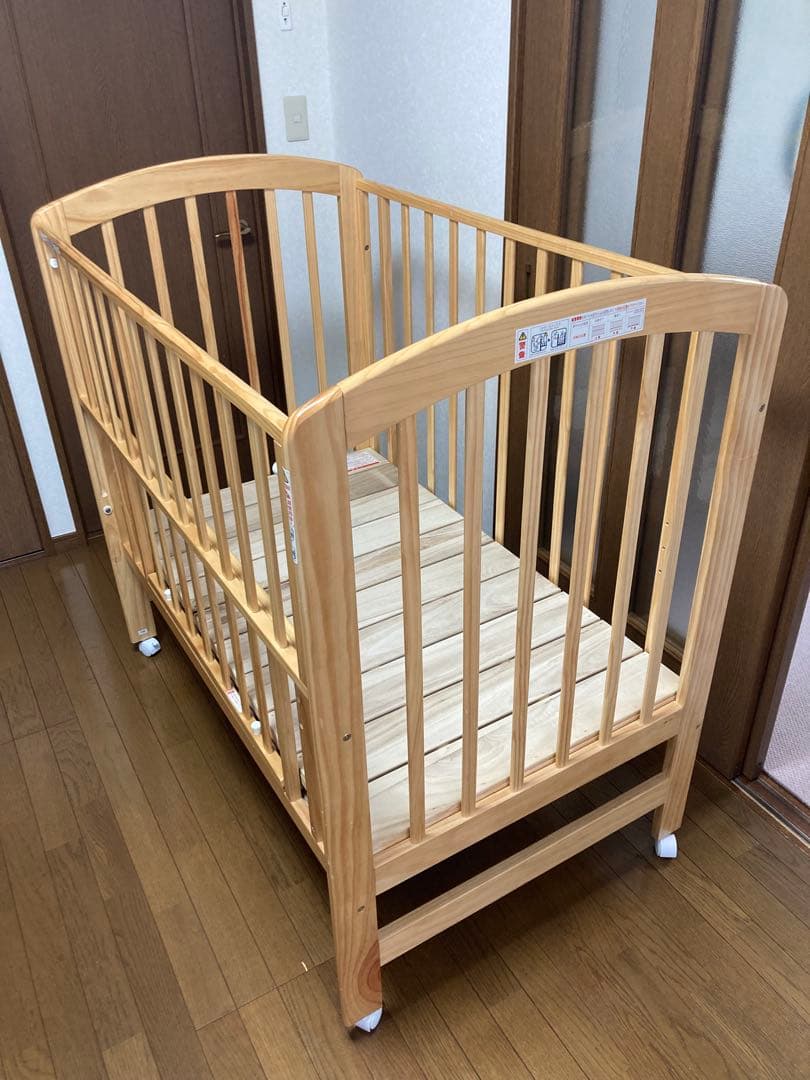 【みかんさん専用】KATOJI カトージ ベビーベッド（ナチュラル）（ハイ）手渡