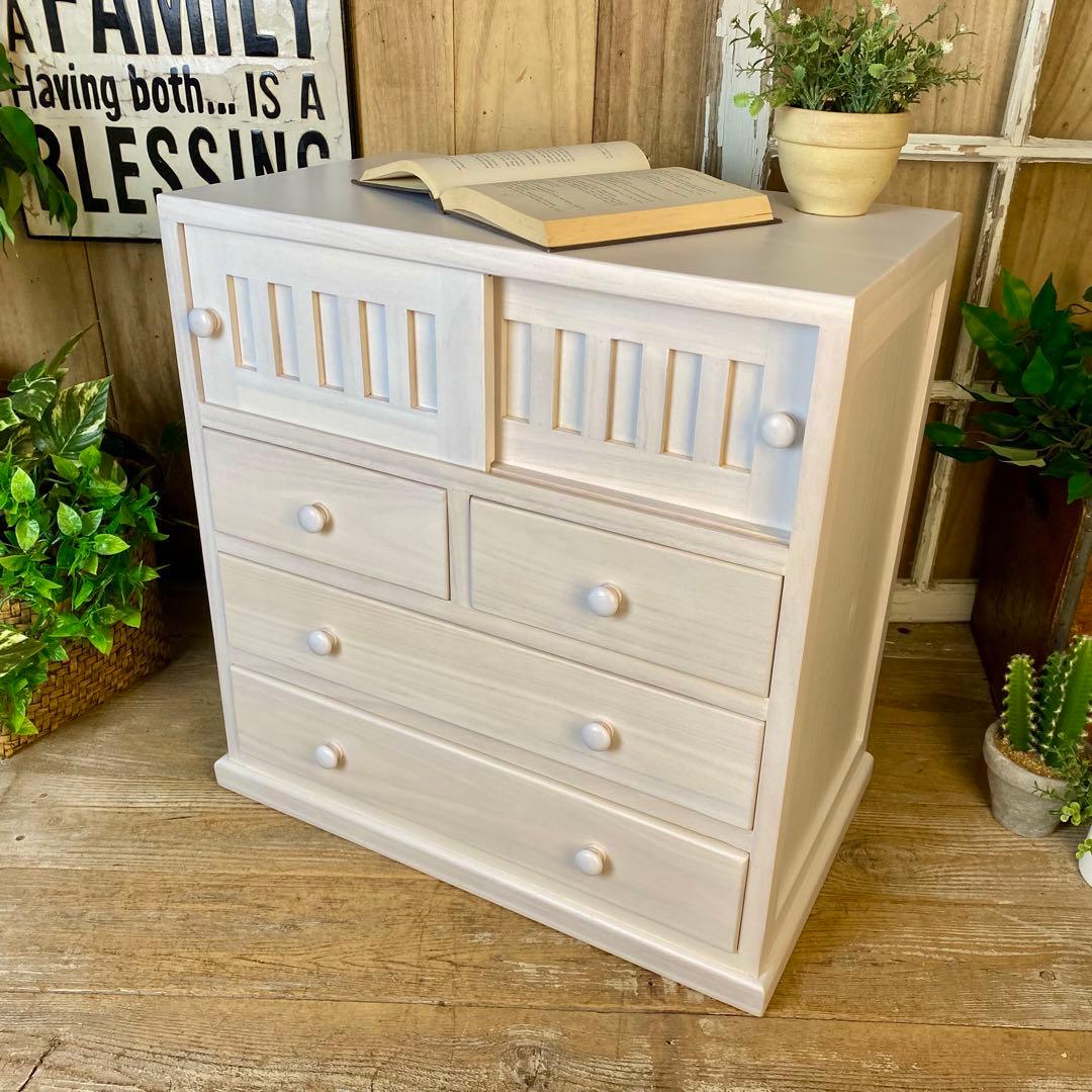 大幅値下げセール中！木製多引き出し桐チェストタンスAホワイト56㎝×58㎝