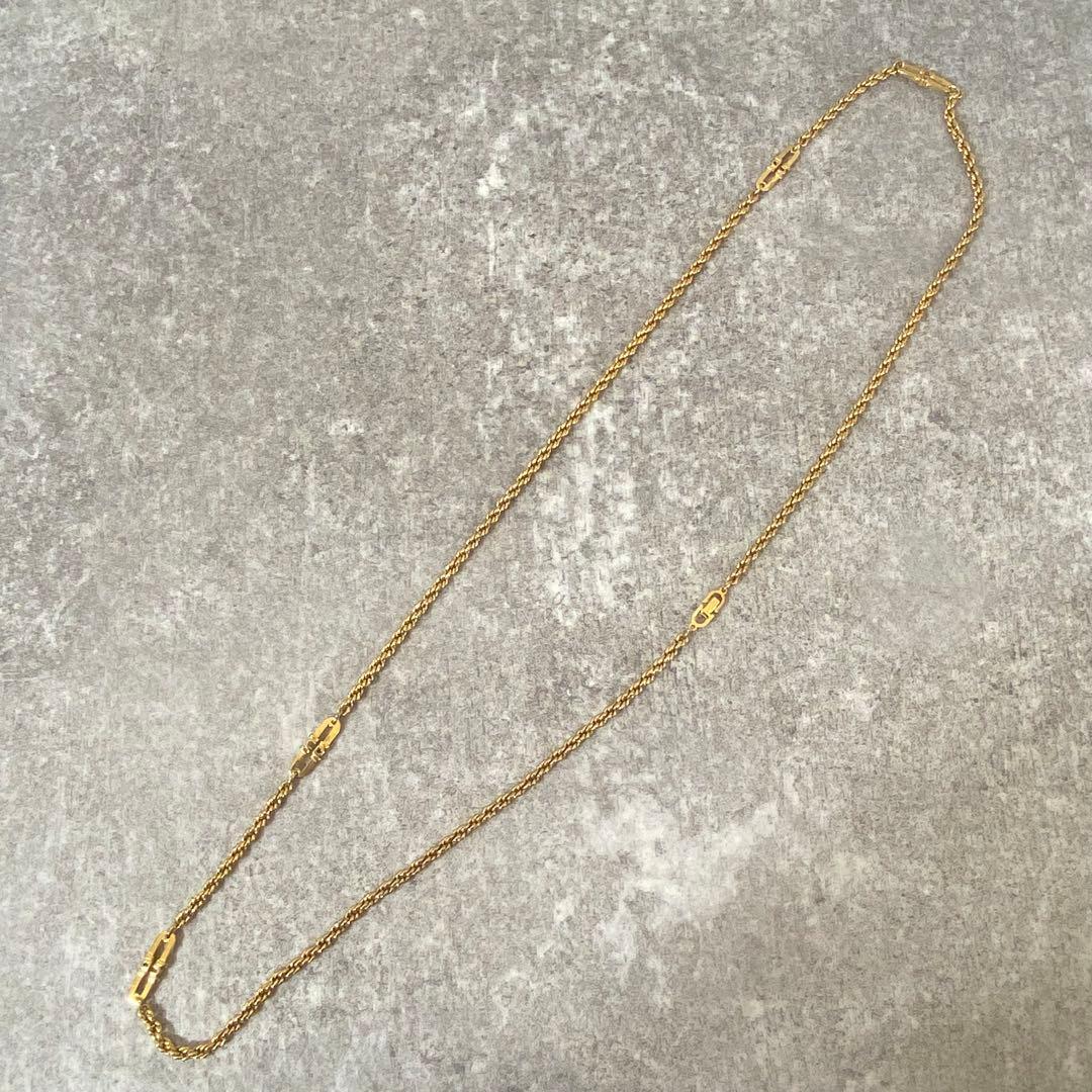 DIOR クリスチャンディオール　喜平　チェーン　ロング　ネックレス　ゴールド