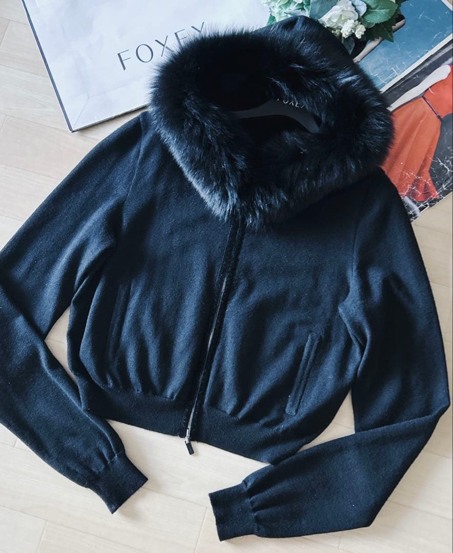 極美品！FOXEYカシミアフォックスファーパーカー 40 Rene FOXEY