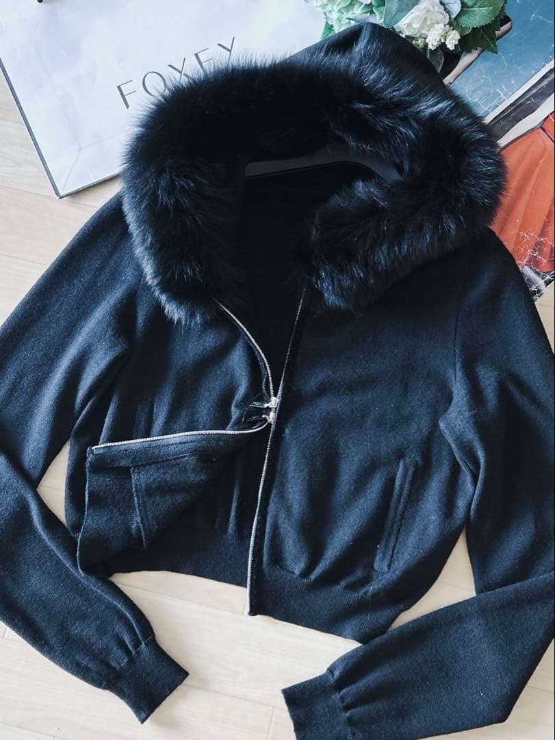 極美品！FOXEYカシミアフォックスファーパーカー 40 Rene FOXEY