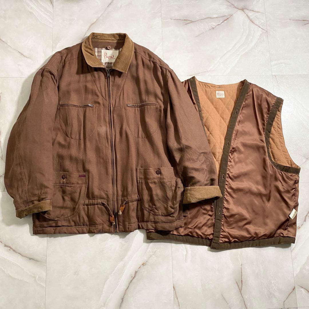 T18611 PAPAS 中綿ライナー付きカバーオール ブラウン L