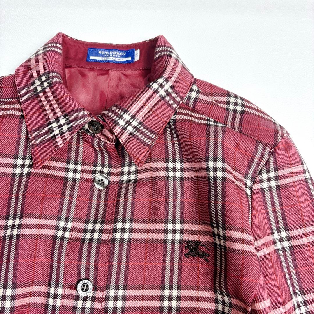 未使用級✨バーバリーブルーレーベル ノバチェックシャツワンピース ホース刺繍 M
