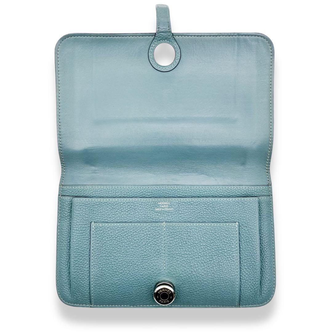 【美品】エルメス　ドゴン　トゴ　折財布　長財布　ライトブルー　797