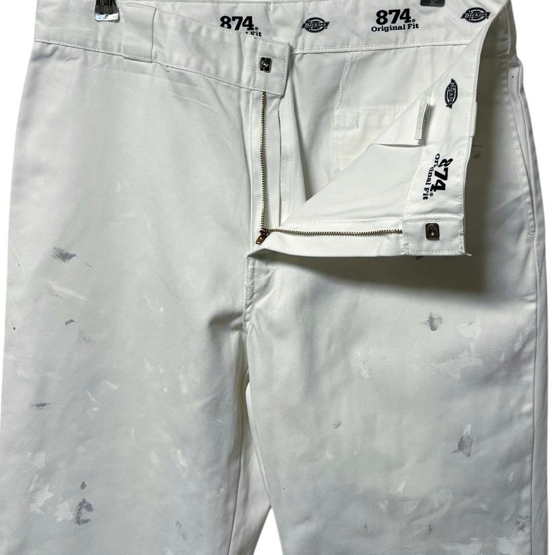 Dickies 874 ワークパンツ 白 ペンキ ペイント 一点物 36
