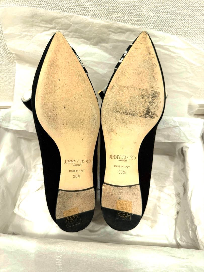 JIMMY CHOO ブラック フラットシューズ 36