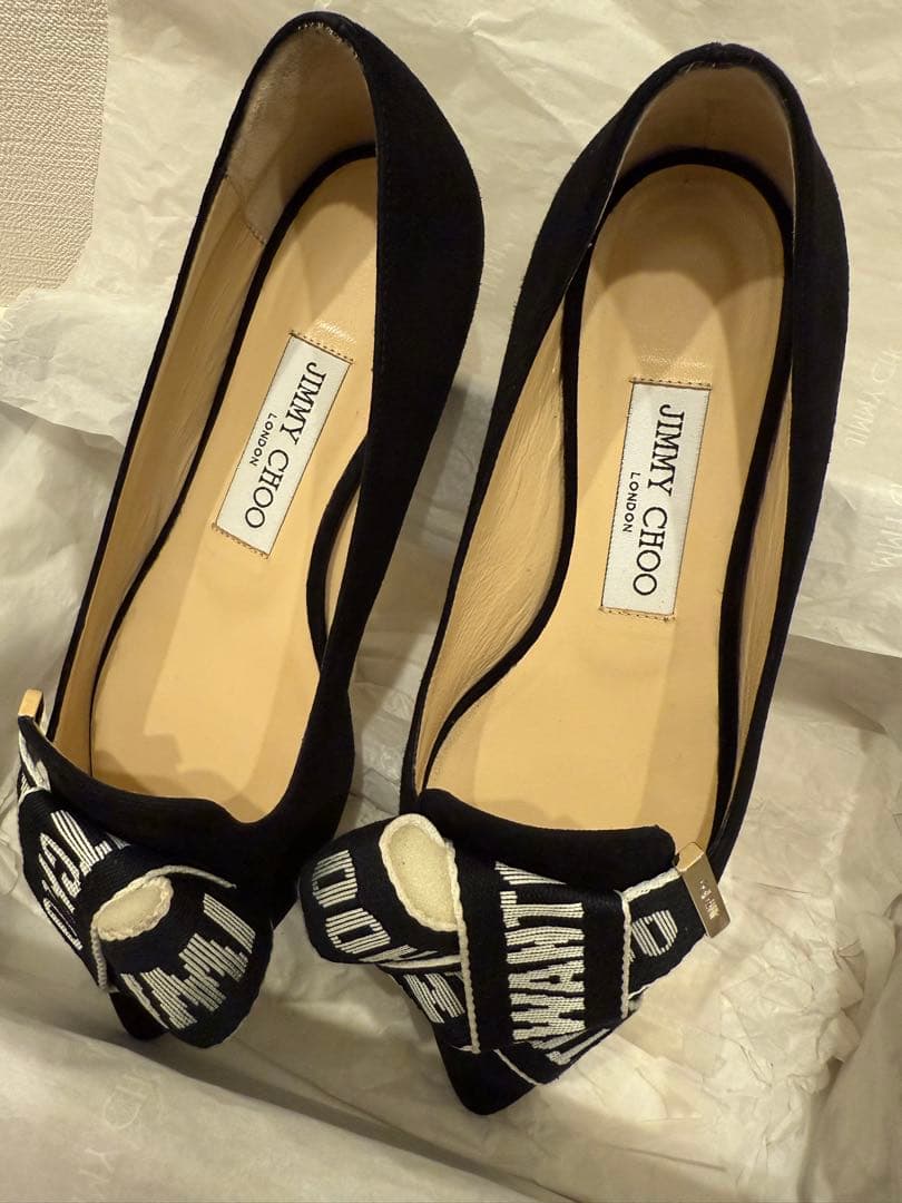 JIMMY CHOO ブラック フラットシューズ 36