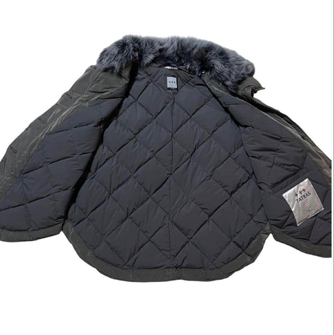 TATRAS グレー ポンチョ リアルファー付き