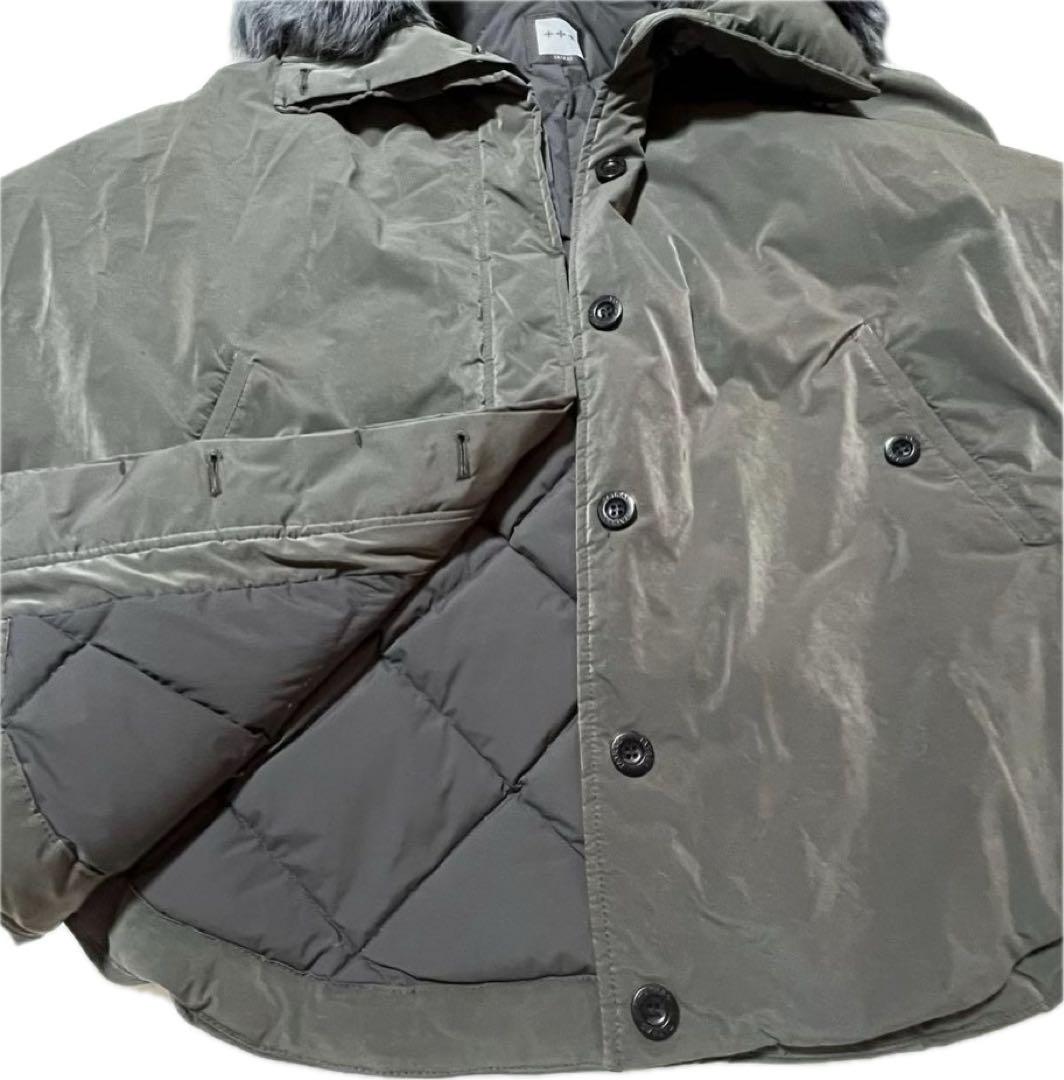 TATRAS グレー ポンチョ リアルファー付き