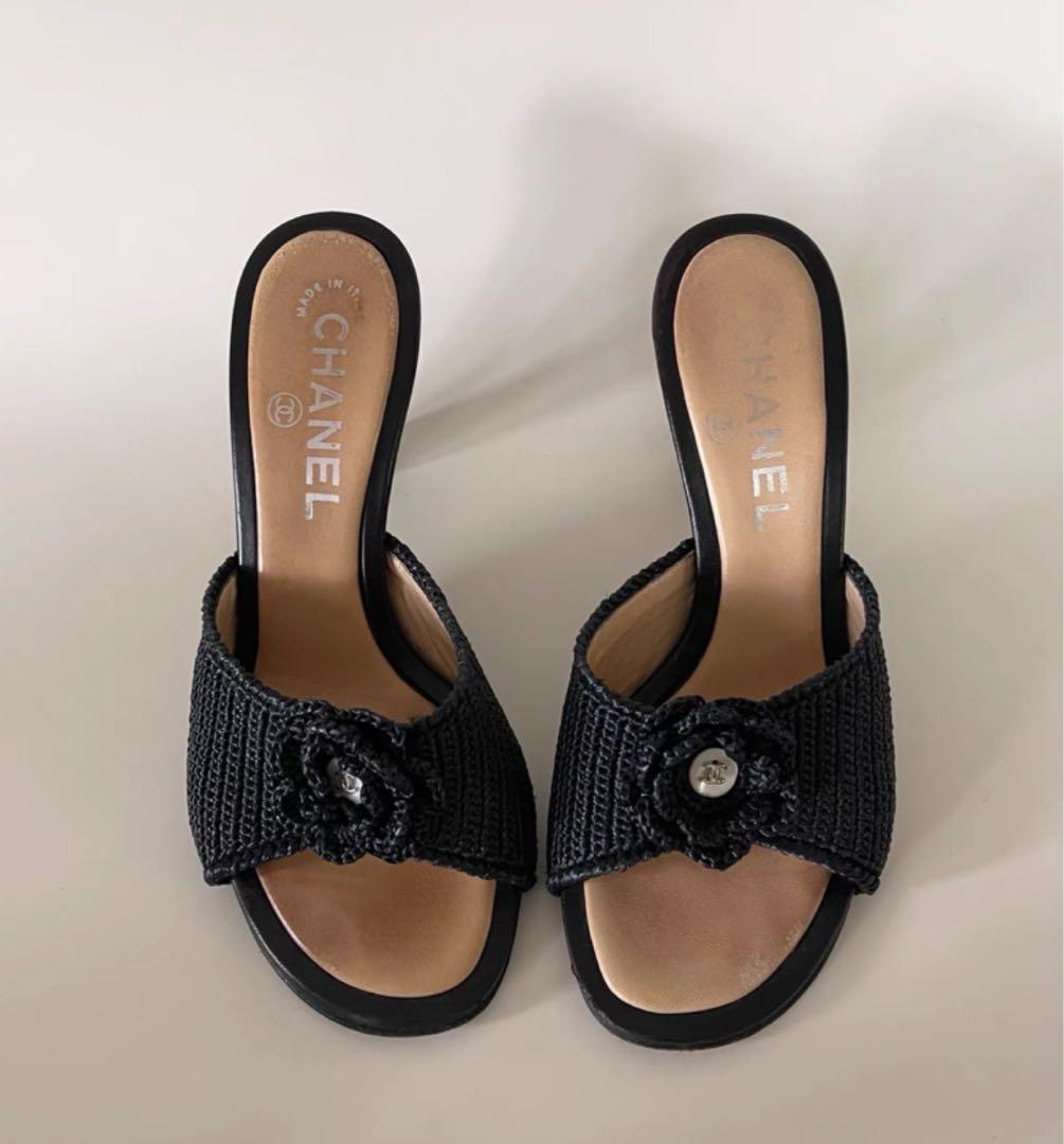 CHANEL シャネルブラックミュール サンダル 35.5