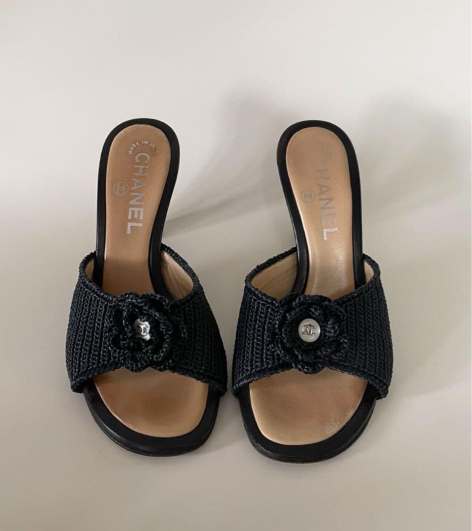 CHANEL シャネルブラックミュール サンダル 35.5